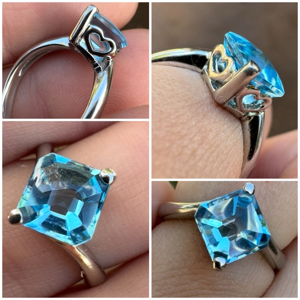 Vintage solid platinum genuine AAA topaz ring high end